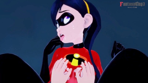 Violet Parr in her supah hero costume gets naughty at the park (The Incredibles)