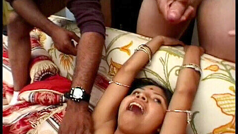 Indian chick rough gangbang and cum on face