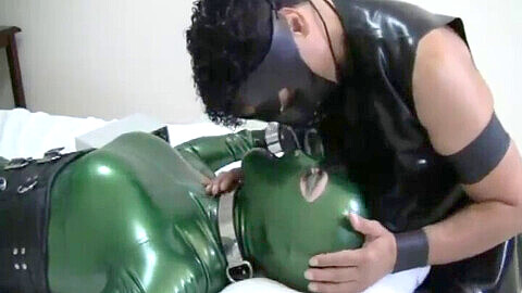 Recent, rubber gas mask fetish, latex