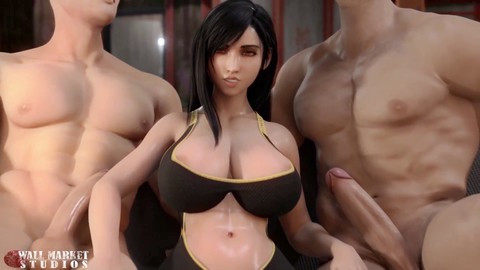 Hardcore cowgirl action in Final Fantasy VII hentai featuring Tifa Lockhart