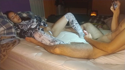 Intense mutual jerk off session between young amateur couple - we can't get enough of each other!