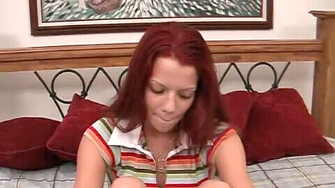 Nervous redhead beauty Brandi May tries out being on camera for the first time!