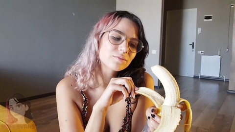 Sensual ASMR featuring busty brunette girls Mad and Lola with fruit in high definition videos