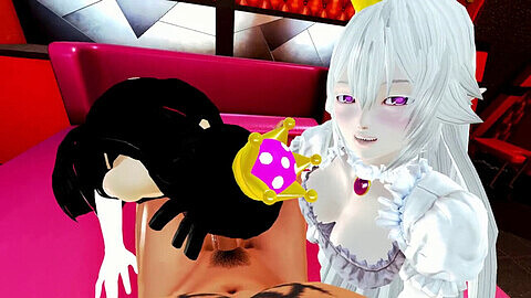 Bullette takes lessons from Booette on satisfying a guy (Honey Select: Super Mario)