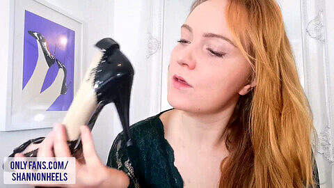 Indulging in my heel and boot collection: French maid tongue-cleaning session!