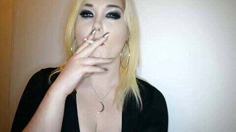 Voluptuous goddess smoking seductively
