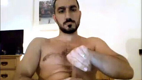 Str8 Araber aus Deutschland mit großem Schwanz spritzt beim 207. Mal vor der Webcam