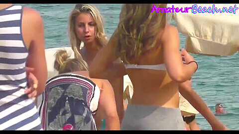 Beach voyeur teen topless, beach shower, barcelona beach
