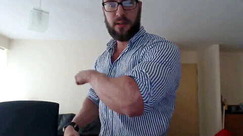 Muscle daddy, british daddy, beard muscle gay masturbation