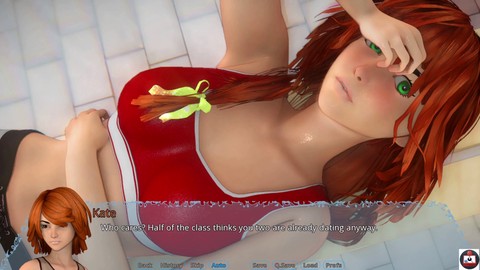 Estratti animati con una rossa in un romanzo visivo hentai