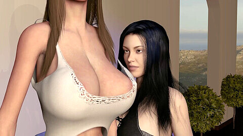 Tall and tiny lesbian, giant vs tiny lesbian, wachsende brüste