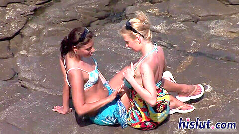 Tarra White and Aneta Keys pleasure each other's wet pussies in the great outdoors