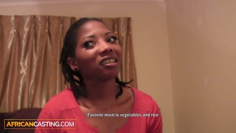 Timid Nigerian beauty gives deepthroat blowjob and gets her ass pounded during job interview