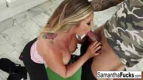Samantha-Saint gets a steamy workout from her personal trainer