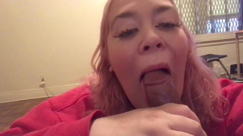 Messy oral sex, curvy babe, voluptuous Caucasian chick