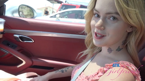 Sage Fox, the innocent amateur, practices GFE and gets kinky in the car with wild POV sex