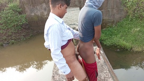 Horny Indian college boys engage in rough bareback sex with a big dicked daddy