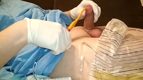 Pleasurable play with 18FR catheter and petite urethral sounding