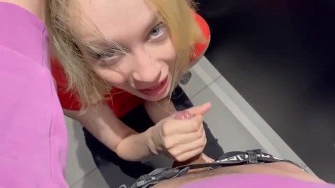 Real couple has a squirting orgasm in a shopping mall - extreme public sex adventure!