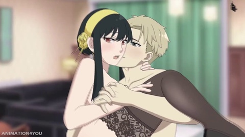 Loid baise Yor dans un anime hentai, à la manière de Spy X Family ! (Éjaculation interne, sexe brutal, anal)
