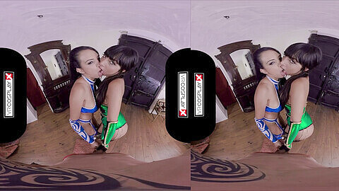Jade and Kitana cosplay threesome in VR porn with Katrina Moreno