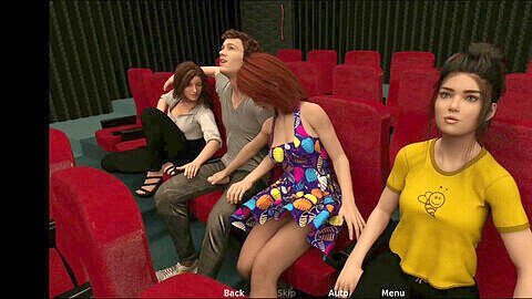 3D chicks enjoy fuck-fest in a movie theater