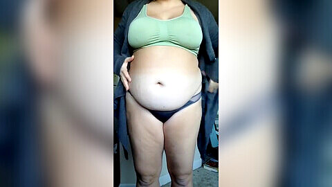 Bbw weight gain, clothed, gaining weight