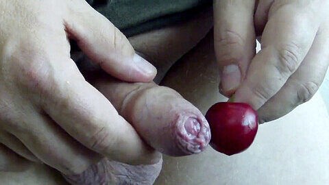Two rounds of cum from an intact shaft on a juicy cherry