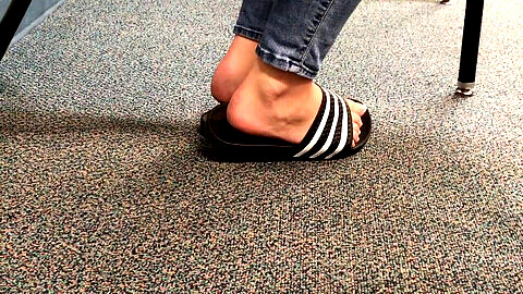 Candid teen feet class, classroom shoeplay, candid feet french tips