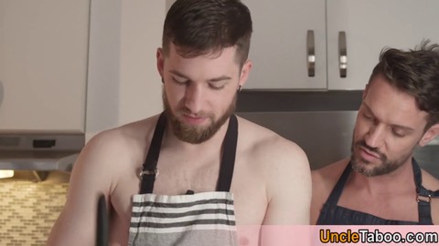 Cute nephew expecting a cooking lesson from his handsome uncle ends up getting seduced instead