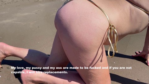 Die untreue Ehefrau demütigt ihren Ehemann mit einem Seitensprung bei einem Blowjob am Strand