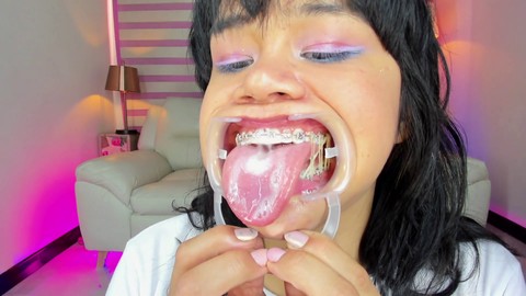 Lila Jordan indulges in braces and suspenders fetish play