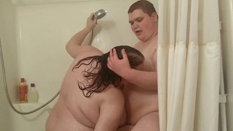 Chubby shower, chubby sex, real sex