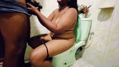 RoshelCam from Sri Lanka - Stepmom gets surprised in bathroom as I pee on her breasts