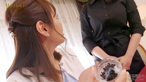 Bukkake swallow, japanese, eating food cum