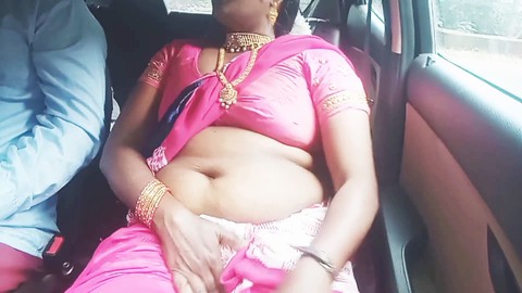Sexy Telugu MILF shows her cunt while a car drive