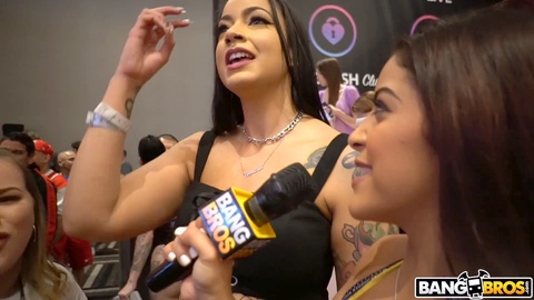 Las Vegas interview with busty babes Mia Martinez, Valentina Jewels, and Chloe Temple