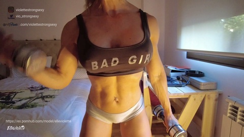 Workout, without bra, fit girl