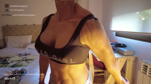 Workout, without bra, fit girl