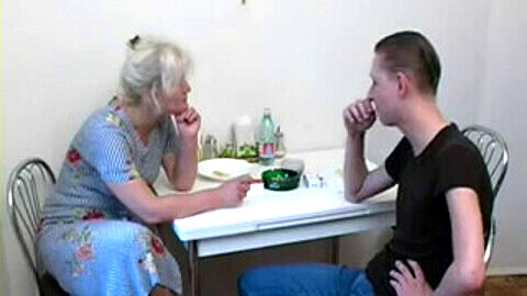 Russian kitchen, russian son force mom, russian mother son kitchen
