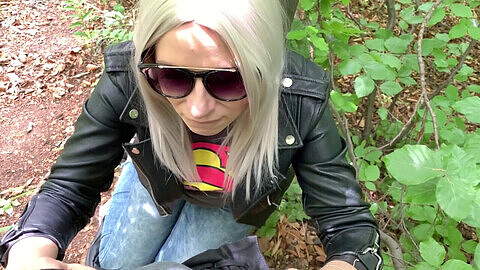 Emma takes a daring hike in the woods and ends up swallowing cum!