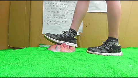 Submissive gets dominated by a seductive Japanese beauty's sneakers!
