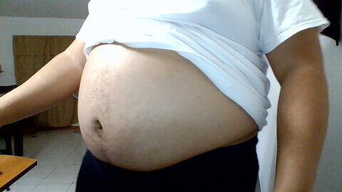 Round belly, gay bloated belly, ginormous