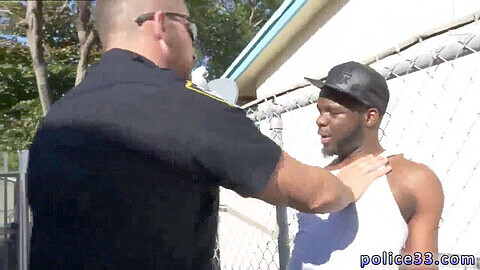 Hung black stud deep-throats my lollipop in his first gay encounter with officers in pursuit