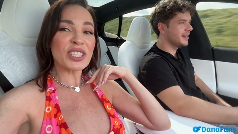 Dana DeArmond and Luke Cooper - Best friends' mom enjoys a wild Tesla autopilot ride
