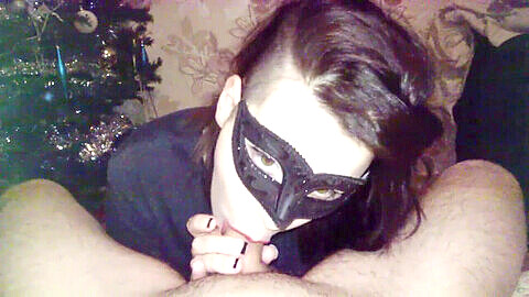 Amateur blowjob with mask on at 6:00