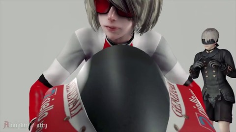 2B shakes her delicious booty while gearing up for a wild motorcycle ride