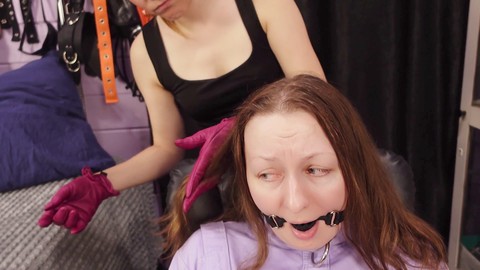 Kinky domination & submission video: Mistress Priest and Arya Grander give brutal haircut
