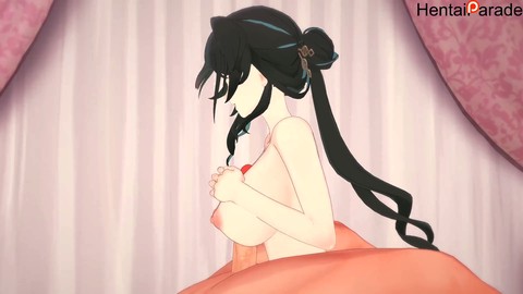 Eine geile Mutter genießt rohe Anime-Analpenetration