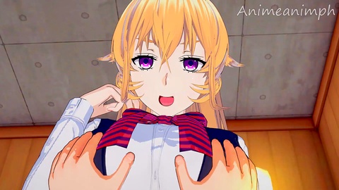 Anime yuri boobs, nakiri, food